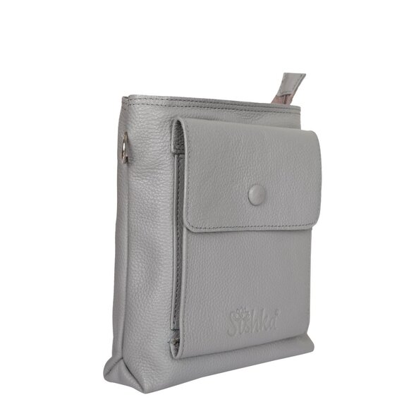 Leather Grey Crossbody Shoulder Bag for Men & Women –Sling Bag for Daily Use - Picture 6 of 10